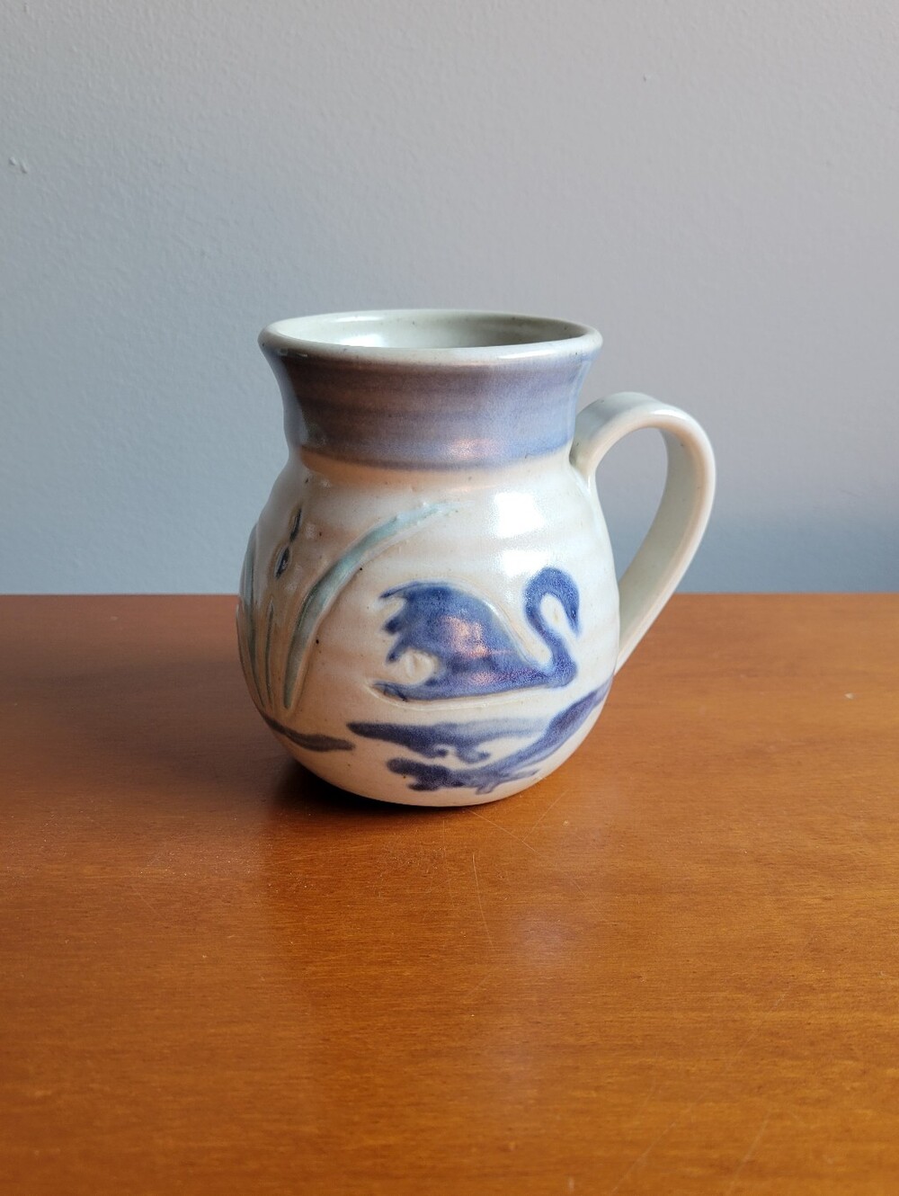 Handmade Studio Pottery Swan Mug Stoneware Hand Thrown Artisan Coffee Cup